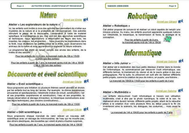 Plaquette activités 2008-2009 3/5